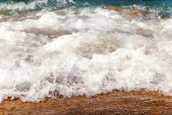 Onda Oceano Azul Praia Areia Fundo Verão — Fotografia de Stock
