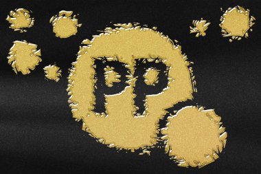 Vitamin PP sağlık sembolü, vitamin konsepti, Niacin, soyut altın ve siyah arkaplan