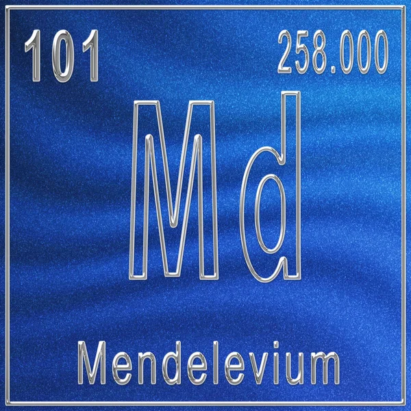 Chemický Prvek Mendelevium Znak Atomovým Číslem Atomovou Hmotností Prvek Periodické — Stock fotografie