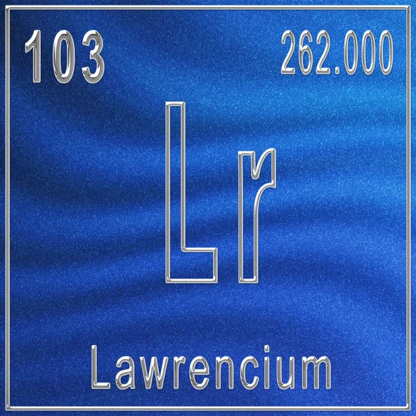 Lawrencium chemical element, Sign with atomic number and atomic weight, Periodic Table Element