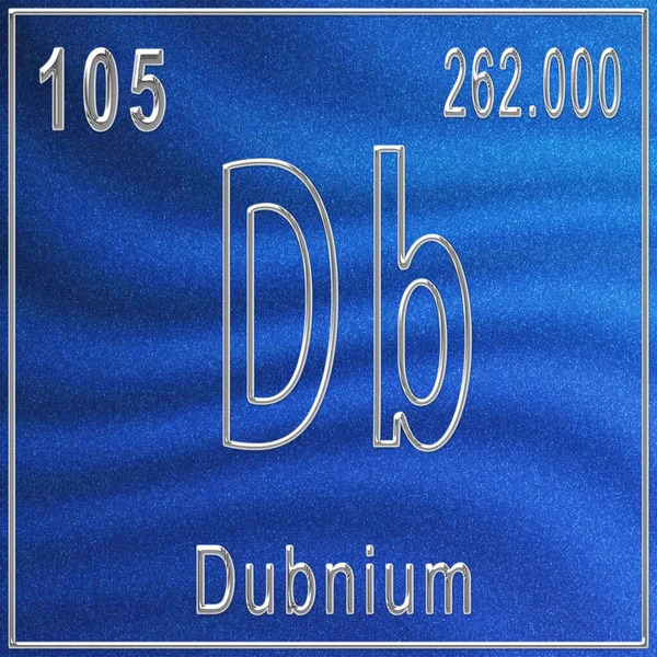 Dubnium Kemiskt Grundämne Tecken Med Atomnummer Och Atomvikt Periodisk Tabell — Stockfoto