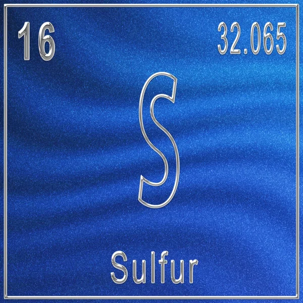 Sulfur Chemical Element Sign Atomic Number Atomic Weight Periodic Table — Stock Photo, Image