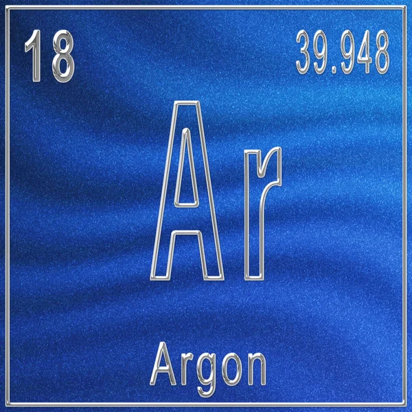 Argon chemical element, Sign with atomic number and atomic weight, Periodic Table Element