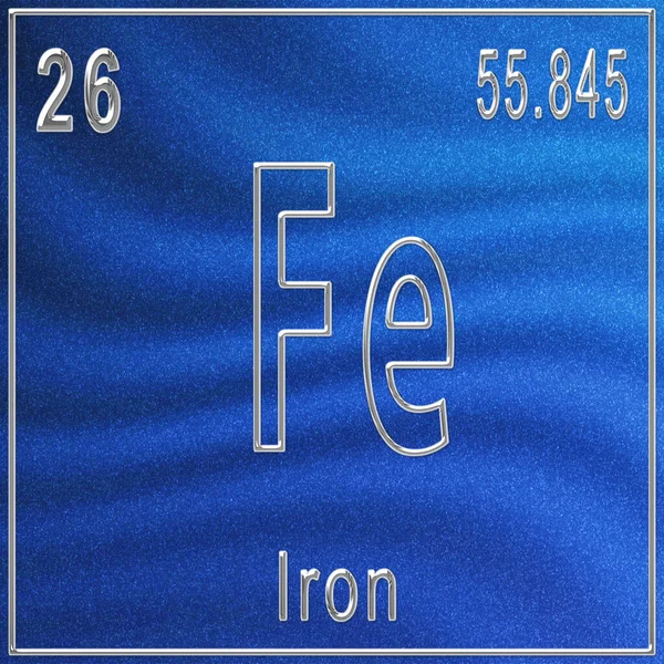Iron chemical element, Sign with atomic number and atomic weight, Periodic Table Element