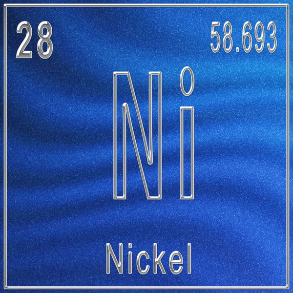 Nikkel Kémiai Elem Jel Atomszámmal Atomtömeggel Periódusos Táblázat Elem — Stock Fotó