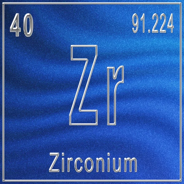 Elemento Químico Zircônio Sinal Com Número Atômico Peso Atômico Elemento — Fotografia de Stock