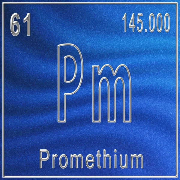 Prometium Kemiskt Grundämne Tecken Med Atomnummer Och Atomvikt Periodisk Tabell — Stockfoto
