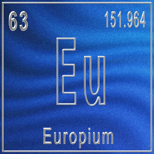 Europium Kémiai Elem Jelzés Atomszámmal Atomtömeggel Periódusos Táblázat Elem — Stock Fotó