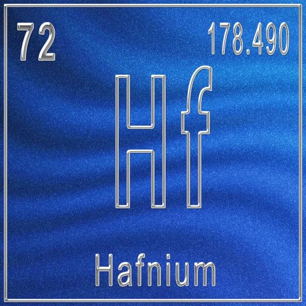 Hafnium化学元素 具有原子序数和原子量的符号 周期表元素 — 图库照片