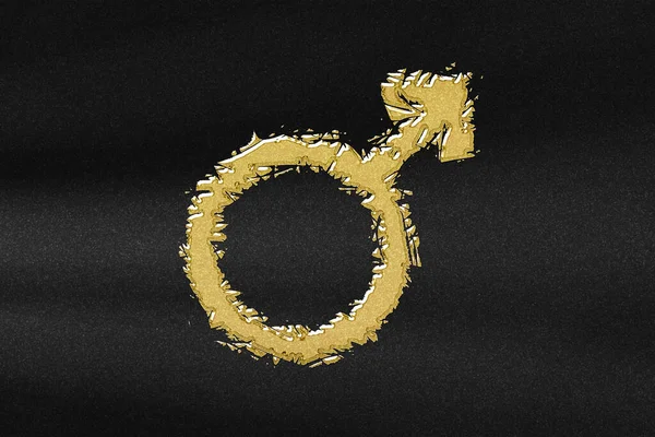Simbolul Masculin Semn Masculin Simbolul Gen Aur Abstract Fundal Negru — Fotografie, imagine de stoc