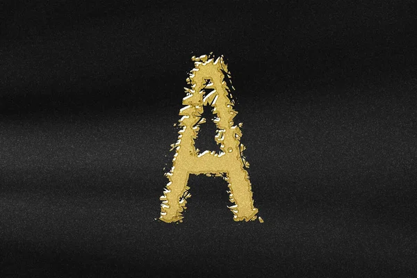 Alpha Sign Alpha Letter Greek Alphabet Symbol Abstract Gold Black — Stock Photo, Image