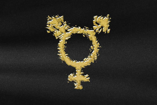 Symbol Transgenderowy Łączący Symbol Płci Abstrakcyjne Złoto Czarnym Tłem — Zdjęcie stockowe