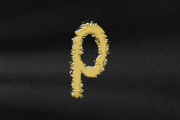 Rho Sign Rho Letter Greek Alphabet Symbol Abstract Gold Black — Stock Photo, Image