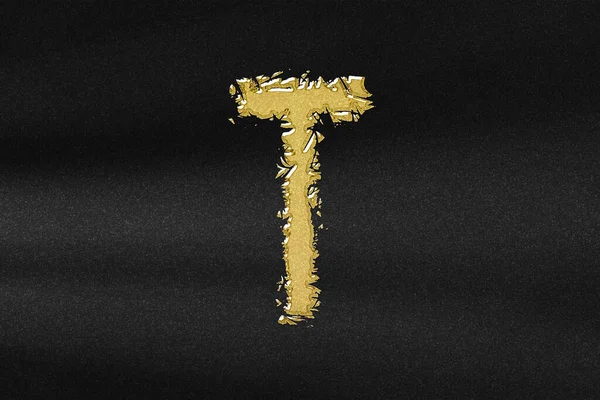Tau Sign Tau Letter Greek Alphabet Symbol Abstract Gold Black — Stock Photo, Image