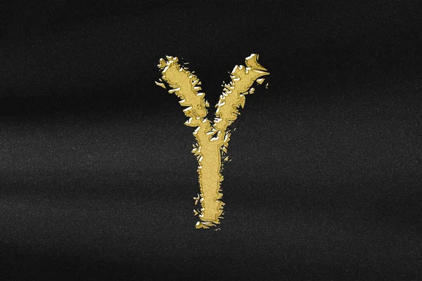 Upsilon Sign Upsilon Letter Greek Alphabet Symbol Abstract Gold Black — Stock Photo, Image