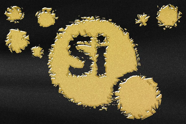 元素Siシリコン ミネラルビタミン複合体の栄養補助食品 黒の背景を持つ抽象的な金 — ストック写真