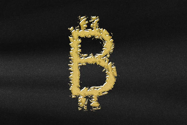 Bitcoin Symbol Btc Crypto Currency Symbol Blockchain Crypcurrency Abstract Gold — стокове фото