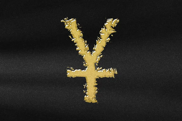 Японська Йен Валюта Jpy Валютний Символ Абстрактне Золото Чорним Фоном — стокове фото