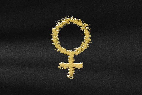 Znak Wenus Symbol Wenus Abstrakcyjne Złoto Czarnym Tłem — Zdjęcie stockowe