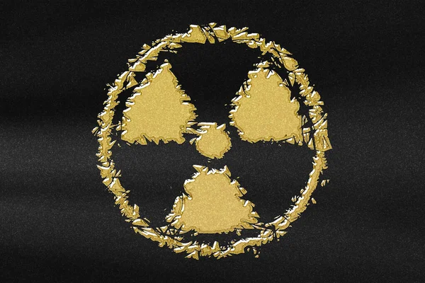 Радиационный Знак Радиационный Символ Предупреждающий Знак Опасности Абстрактное Золото Черном — стоковое фото