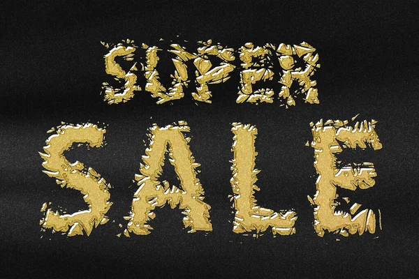 Super Sale Banner Seizoen Verkoop Abstract Goud Met Zwarte Achtergrond — Stockfoto