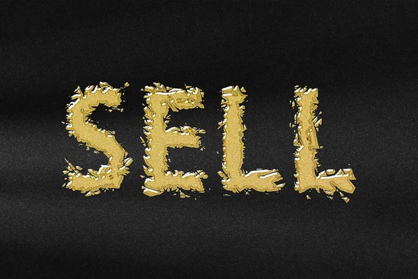 テキストを販売するビジネスコンセプト 単語の販売バナー 黒の背景を持つ抽象的な金 — ストック写真