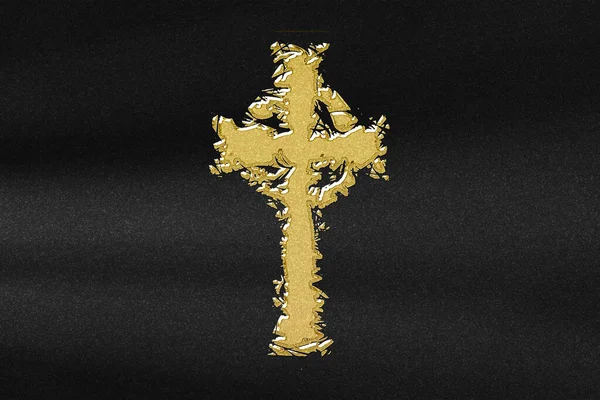 Celtic Cross Symbol Christian Cross Abstract Gold Black Background — Stock Photo, Image
