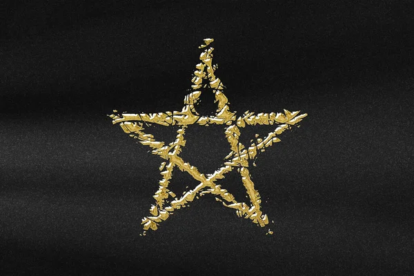Pentagram symbol, five pointed star, Satanism, abstract gold with black background