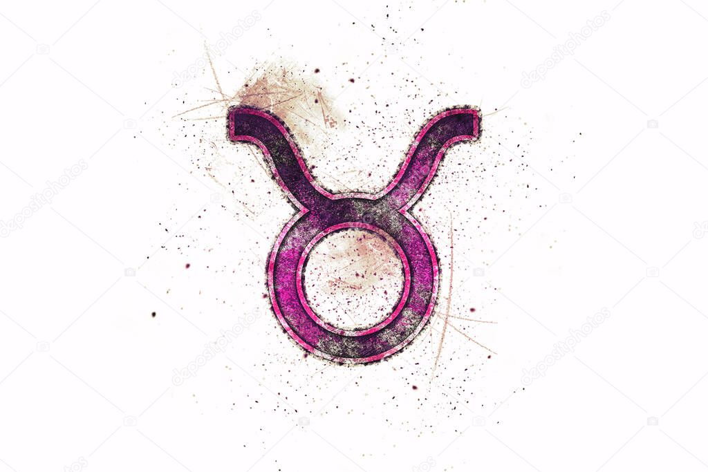 Taurus zodiac sign, Horoscope Astrology background, Taurus horoscope symbol, pink symbol on white background