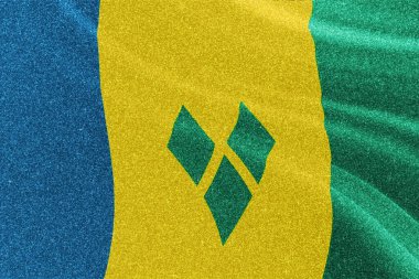 Saint Vincent ve Grenadines simli bayrağı, ulusal bayrak, parıldayan bayrak, rekabet konsepti, ışıldayan arka plan