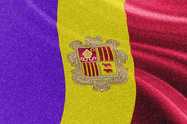 Andorra Bandeira Glitter Bandeira Nacional Bandeira Brilhante Conceito Concorrência Fundo — Fotografia de Stock