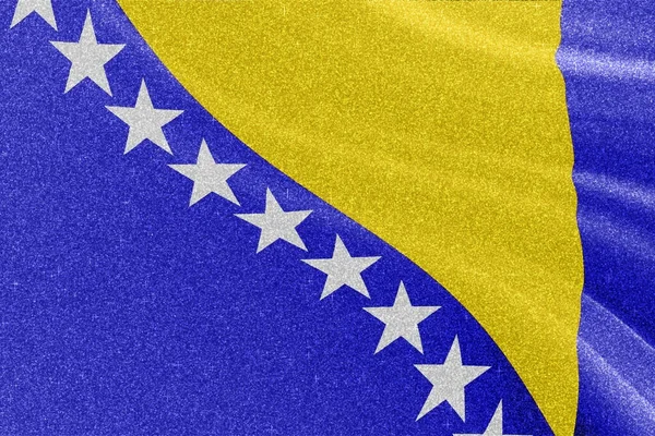 Bosznia Hercegovina Csillogó Zászló Nemzeti Zászló Csillogó Zászló Versenykoncepció Csillogó — Stock Fotó