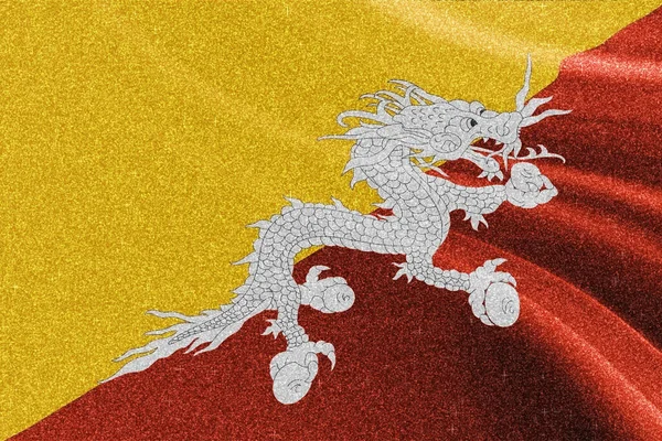 Bhutan Glitter Flag National Flag Glittering Flag Competition Concept Sparkle — Fotografia de Stock