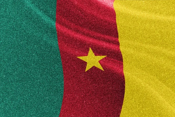 Камерунський Блискучий Прапор Національний Прапор Блискучий Прапор Концепцію Конкуренції Блискучий — стокове фото