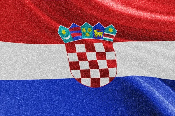 Flaga Chorwacji Brokat Flaga Narodowa Błyszcząca Flaga Koncepcja Konkursu Blask — Zdjęcie stockowe