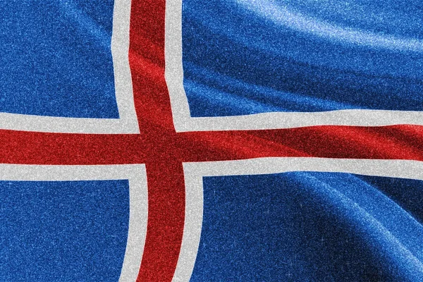 Izland Csillogó Zászló Nemzeti Zászló Csillogó Zászló Verseny Koncepció Csillogó — Stock Fotó