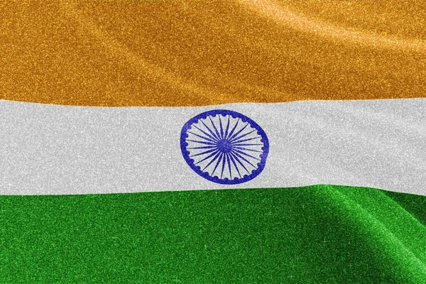Ινδία Γκλίτερ Σημαία Εθνική Σημαία Αστραφτερή Σημαία Έννοια Ανταγωνισμού Αστραφτερό — Φωτογραφία Αρχείου