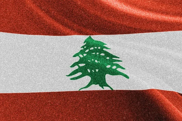 Lebanon Glitter Flag National Flag Glittering Flag Competition Concept Sparkle — Stock Photo, Image