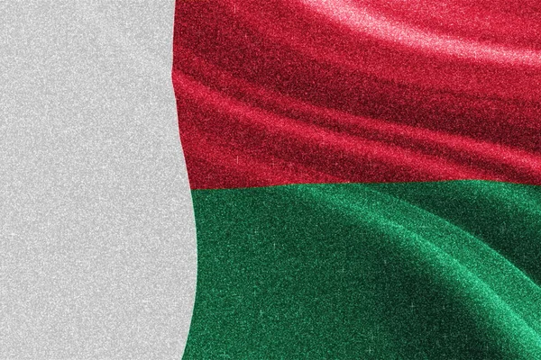 Madagaszkár Csillogó Zászló Nemzeti Zászló Csillogó Zászló Verseny Koncepció Csillogó — Stock Fotó