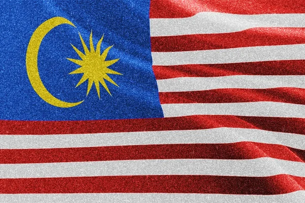 Malaysia Bandiera Glitter Bandiera Nazionale Bandiera Scintillante Concetto Concorrenza Sfondo — Foto Stock