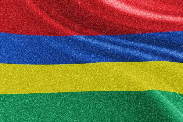 Mauritius Parıltı Bayrağı Ulusal Bayrak Parıldayan Bayrak Rekabet Konsepti Işıldayan — Stok fotoğraf