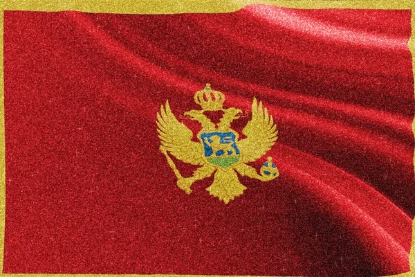 Montenegro Bandeira Glitter Bandeira Nacional Bandeira Brilhante Conceito Concorrência Fundo — Fotografia de Stock