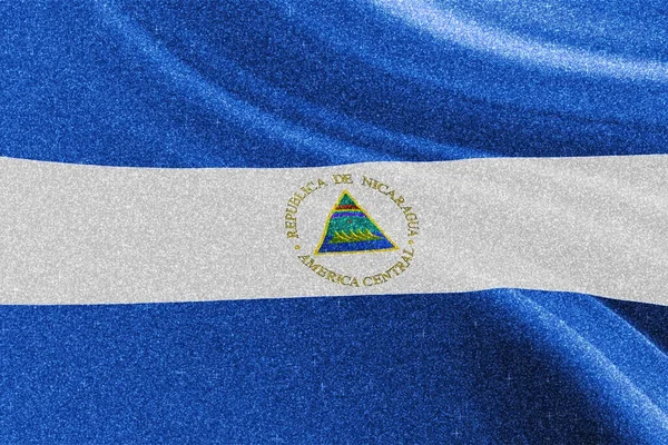 Nicarágua Bandeira Glitter Bandeira Nacional Bandeira Brilhante Conceito Concorrência Fundo — Fotografia de Stock