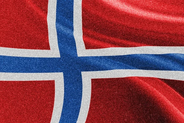 Флаг Норвегии Национальный Флаг Блестящий Флаг Концепция Конкурса Блестящий Фон — стоковое фото
