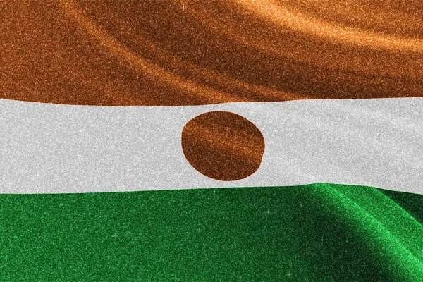 Niger Glitter Vlag Nationale Vlag Glinsterende Vlag Concurrentie Concept Glinsterende — Stockfoto