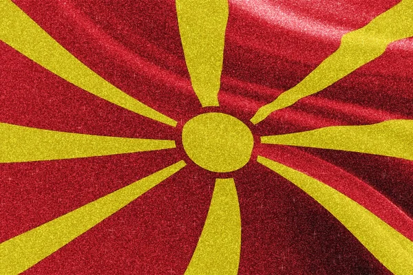 Macedónia Norte Bandeira Glitter Bandeira Nacional Bandeira Brilhante Conceito Concorrência — Fotografia de Stock