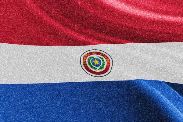 Παραγουάη Σημαία Γκλίτερ Εθνική Σημαία Αστραφτερή Σημαία Έννοια Ανταγωνισμού Αστραφτερό — Φωτογραφία Αρχείου
