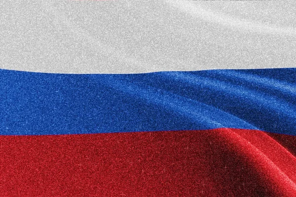 Flaga Rosji Brokat Flaga Narodowa Błyszcząca Flaga Koncepcja Konkursu Blask — Zdjęcie stockowe