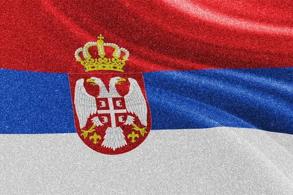 Serbia Bandiera Scintillante Bandiera Nazionale Bandiera Scintillante Concetto Competizione Sfondo — Foto Stock