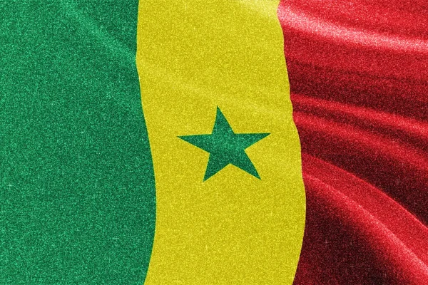 Σημαία Γκλίτερ Σενεγάλη Εθνική Σημαία Αστραφτερή Σημαία Έννοια Ανταγωνισμού Αστραφτερό — Φωτογραφία Αρχείου